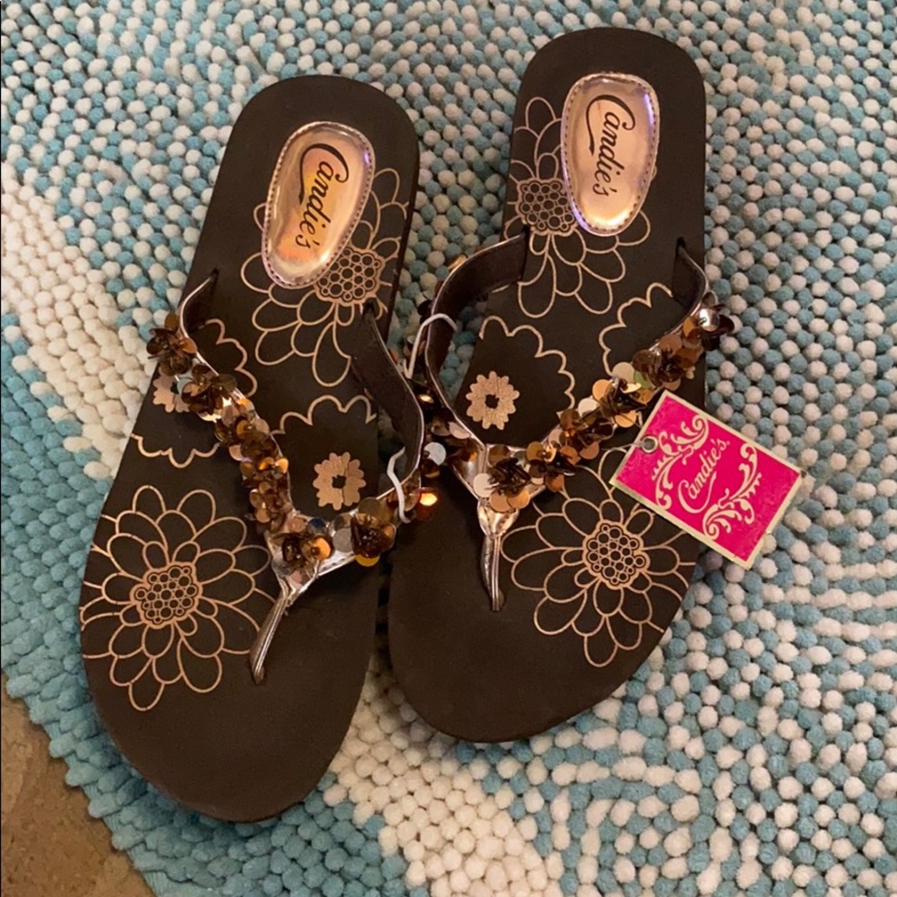 Candies wedged flip flops